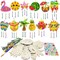 12 Pack Summer Beach Activities for Kids,Paint Pool Party Favors Pineapple Flamingo Craft Wind Chime Kit Wooden Paint Arts DIY Coloring Craft for Summer Luau Hawaii Party Art Activity Supplies